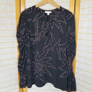 Topshop Sparkly Black Top Long Sleeves Size 12 Whimsigoth Fairycore Celestial